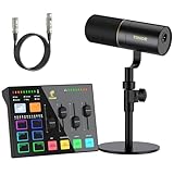 TONOR Audio Interface und Mikrofon Set, Podcast Equipment Set, USB Audio Mixer mit RGB, XLR Dynamic Microphone mit Studio Sound Qualität, Komplettpaket für Content Erstellung, Gaming, Streaming