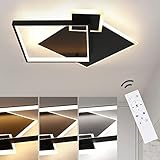 ZMH Deckenlampe LED Deckenleuchte Wohnzimmer - Schwarz Dimmbar Wohnzimmerlampe 50W Modern Design mit Fernbedienung aus Metall Deckenbeleuchtung für Esszimmer Küche Jugendzimmer Schlafzimmer