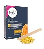 Veet Expert Warmwachs Perlen - Waxing Perlen mit Bienenwachs für die Haarentfernung mit elektrischen Warmwachsgeräten & Wasserbad - 230 g Wachsperlen mit Holzspatel