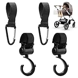 4er Pack Kinderwagen Haken, Taschenhaken Kinderwagenhaken, Buggy-haken Universalhaken Befestigungshaken, Taschenhalter Stroller Hook Antirutsch für Wickeltaschen Einkaufstasche