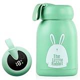 320 ml Thermosflasche, Thermoskanne Baby Unterwegs Vakuum Lsolierbecher, Thermosflasche Edelstahl für Kinder mit LED-Temperaturanzeige Vakuum Trinkflaschen, Ideal für Hitze und Kälte (Grün)