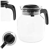 KADAX Glaskanne 1,5L, Kaffeekanne aus hitzebeständigem Glas für Tee, Kaffee und Saft, Teekanne mit ergonomischem Griff und abnehmbarem Deckel (Schwarz)