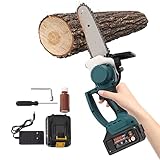 JDBDU 8 Zoll Akku-Kettensäge Brushless, Mini Elektrische Kettensäge Elektro, Holzspaltkettensäge Bürstenmotor Handkettensäge für Gartenarbeit Holzschneiden Beschneiden Trimmen