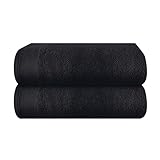 MALLONI HOME Baumwolle 2er-Pack Oversized Badetuch-Set 70 x 140 cm, große Badetücher, Ultra saugfähig, kompakt, schnell trocknend und leicht, Schwarz