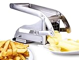 ICO Pommesschneider aus Edelstahl, Professioneller Kartoffelschneider mit 12mm und 9mm Klingen, Anti-Rutsch-Technologie, Gemüseschneider zum Einfachen Herstellen von Frischen Pommes Frites.