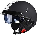 Sommer Retro Motorrad Halbhelm ECE Zertifiziert Retro Halbhelm Baseballmütze Stil,Moped ATV Helm,Für Roller Moped Baseballmütze Männer und Frauen Street Cruiser Jet Style A,L(57-58)