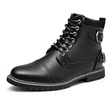 Bruno Marc Herren Motorrad Stiefel Motorradschuhe Herren Schnürstiefel Boots Kunstlederstiefel Chukka Boots Zipper Closure Biker Boots Herren,Size 43,Schwarz,Philly_10