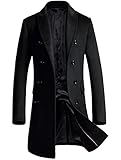 Vogstyle Herren Warme Wolle Coat Wintermantel Jacke Herrenmantel, M, Schwarz