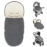 Zamboo 2in1 Universal-Fleece-Fußsack Sitzauflage und Fußsack mit Kapuze für Babyschale, Babywanne und Buggy, inkl. Tasche - Grau