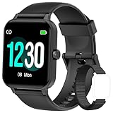 Blackview Smartwatch Herren Damen Fitnessuhr, 1,85'' Smart Watch, Armbanduhr mit Pulsmesser Schlafmonitor Musiksteuerung SpO2, Schrittzähler Uhr Sportuhr, Aktivitätstracker für Android iOS, Schwarz