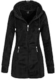 Sublevel Damen Teddyfleece-Jacke Mantel LSL-357 mit Kapuze Black XXL