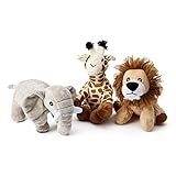 Zappi Co Kinder Kuschelweiches Plüschtier - Perfekte kuschelige Spielgefährten für Kinder Geburtstage und besondere Anlässe(12-15cm) (Elefant + Giraffe + Löwe)