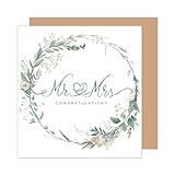 Edition Seidel Premium quadratische Glückwunschkarte Karte zur Hochzeit mit Umschlag. Hochzeitskarte Grußkarte für Brautpaar Vermählung Just Married Wedding Blumenkranz Eukalyptus (HQ101 SW024)