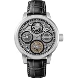 Ingersoll The Arc Herrenuhr 44 mm Automatikuhr mit schwarzem Skelettziffernblatt und schwarzem Lederarmband I16101