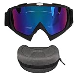 QANYEGN Outdoor-Skibrille, Schneesportbrille, Radfahren, Motorrad, winddichte Brille, Fahrrad, Off-Road, staubdichte Brille, mattschwarzer Rahmen (Bunte Linse)