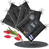 LILENO HOME 4er Set Stuhlkissen Schwarz (40x40x6 cm) - Sitzkissen für Gartenstuhl, Küche oder Esszimmerstuhl - Bequeme UV-beständige Indoor u. Outdoor Stuhlauflage als Stuhl Kissen