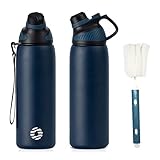 Fjbottle Edelstahl Trinkflasche Sport mit Magnetischem Deckel 1L, 800ml, 600ml, 400ml BPA-Frei Auslaufsichere Kinder Flasche - Kohlensäure geeignet 1500ML Wasserflasche Thermo für Schule, Fitness