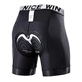 NICEWIN Radunterhose Herren mit Sitzpolster Radlerhose Unterwäsche 4D Gepolsterte Fahrradhose Kurz Atmungsaktive schnelltrocknende stoßfeste Herren Fahrrad Unterhose, L, Schwarz