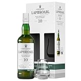 Laphroaig 10 Jahre Geschenkset mit Nosing Glas – Islay Single Malt Scotch Whisky – einzigartig rauchig-torfiger Geschmack – 700ml – 40 Prozent Vol