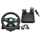 Elprico PC Game Racing Wheel, Lenkrad 180 Grad Car Racing Driving Wheel mit Pedal für 360, für PS3, für, PC