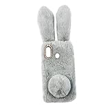 HOOTNEE Plüsch-Telefonabdeckung bauschige Handyhülle Mini-Osterschmuck Telefonschutz Smartphone-Hülle Winte weible guci gehäuse Schutz der telefonabdeckung Cartoon-Telefonschale Light Grey