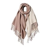 MaaMgic Schal Damen Pashmina Stola Warm Zweifarbig mit quasten/fransen Tücher für Frauen Abendkleider Hochzeit Festlich xxl Schals Herbst Winter Einfarbig Deckenschal MEHRWEG