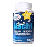 Gute Nacht | Einschlafhilfe – schnell ein- und gut durchschlafen | Mit natürlichem Melatonin, Tryptophan, Melissen- und Baldrianwurzelextrakt | EuRho® Vital – Made in Germany | 60 Kapseln