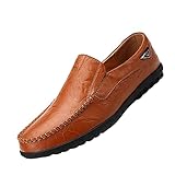 LLDG Herren Mokassins Slipper Leicht Slip on Loafers Halbschuhe mode Weich Flache Fahren Schuhe Freizeit Business Atmungsaktive rutschfest Sommer Freizeitschuhe Wanderschuhe, Braun, 42