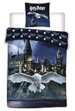 LesAccessoires Wende Bettwäsche-Set Harry Potter 100% Baumwolle, Bettbezug 135 x 200 cm Kissenbezug, Hogwarts 80 x 80 cm,