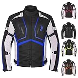 HWK Motorradjacke für Damen und Herren Skorpion mit Cordura-Gewebe für Enduro Motocross Motorrad Reiten, blau, 3XL