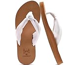 KuaiLu Flip Flops Damen Weich Stoff Zehentrenner Frauen Bade Sandalen Bequeme Füße Badelatschen Yoga Matte Fussbett Sommer Strand Zehensandalen Rutschfest Gummi Indoor Outdoor Weiß Khaki 38