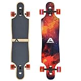 Apollo Longboard Redshift 40' Komplettboard mit LED-Wheels und High Speed ABEC Kugellagern, Drop Through Freeride Skaten Cruiser Board