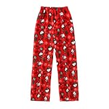 𝐇𝐞𝐥𝐥𝐨 𝐊ἰ𝐭𝐭𝐲 Pyjamahose Damen Lang, Schlafanzughose Damen Flanell Pyjama Hose Schlafhose Loungehose Anime Cartoon Weich Bequeme Warme Schlafanzug Hosen für Frauen Teenager Mädchen