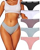 FINETOO 5er Pack String Tanga Damen Baumwoll Tangas Sportbund Thongs Soft Unterhosen Frauen Unterwäsche Mehrpack S-XL