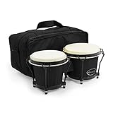 World Rhythm BON7 Bongos 6'' & 7'' Anfänger Eiche Bongo Drums - Matt Black Bongos mit gepolsterter Gigbag', schwarz, BON7-BK