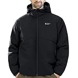 Herren Winterjacke Warm 3M Thinsulate Wintermantel Herren mit Kapuze Wasserdichte und Windabweisende Isolierung Outdoor Herren Steppjacke Schwarz L