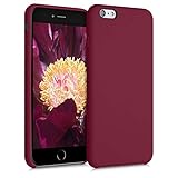 kwmobile Hülle kompatibel mit Apple iPhone 6 Plus / 6S Plus Hülle - Silikon Handy Case - Handyhülle weiche Oberfläche - kabelloses Laden - Rhabarber Rot