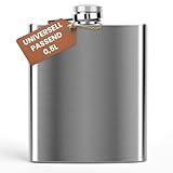 0,5 L Flachmann Trinkflasche aus Edelstahl Silber mit Schraubverschluss - Auslaufsicher mit 500 ml Fassungsvolumen 17x13x3 cm - Mehrweg Schnapsflasche Taschenflasche Halber Liter 16 oz