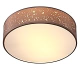 MONZANA® Deckenlampe Sternenhimmel Wohnzimmer Schlafzimmer E27 Taupe Rund 30cm Stoffschirm 1-Flammig 40W Küche Lampe Deckenleuchte Stoffdeckenlampe