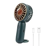 UKOFEW Mini USB Lüfter Ventilator mit Haken, Klein Handventilator Tragbare, Lüfter USB, Desk Fan Leise, Taschenventilator Wiederaufladbarer für Auto Büro Reisen Zuhause Camping(Grün)