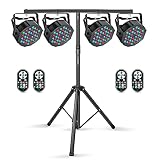 HOLDLAMP 4er 36 LED Par mit Lichtstativ, RGB DMX 512 Bühnenlicht-Set Scheinwerferständer mit Querstange, 39-70 Zoll Pro Audio DJ-Lichtset für Bühnen Disco Hochzeit Party Halloween Weihnachten