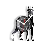 Guang trading Dekorative Uhren 30cm Dobermann Wanduhr Hund Laser Cut Wanduhr Stille Heimdekoration Hund Liebhaber