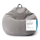 Lumaland Sitzsack Comfort Line | Indoor Beanbag 70x80x50cm mit mehr als 1 Mio. anpassbaren EPS-Perlen | Weiches & Komfortables Bodenkissen | Sessel für Kinder & Erwachsene | 120 L Volumen [Hellgrau]