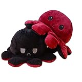 KUNSTIFY Riesen XXL Oktupus Stimmungs Kuscheltier 80cm XXL Oktopus Stimmungs Kuscheltier, Octopus Plüschtier XXL Riesen Oktopus Kuscheltier Oktopus Plüsch wenden XXL Krake groß (80cm Rot Schwarz)