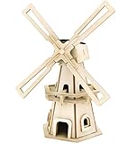 Pebaro 834/1 Solar Holzbausatz Windmühle, 3D Puzzle, Modellbausatz, Basteln mit Holz, Holzpuzzle, Bastelset, vorgestanzte Holzplatte, ausbrechen, zusammenstecken, fertig, Geschenkidee