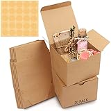 Belle Vous Karton Geschenkboxen Braun (20 Stk) - Schachteln 12 x 12 x 9 cm Pappschachteln mit Deckel - Kraftpapier Geschenk Box zum selber Aufbauen für Geschenke, Hochzeit, Party, Weihnachten