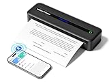 Kleine Tragbarer Drucker Mobil A4 Kompatibel mit Apple iPhone iPad MacBook Android - Kabellos Bluetooth Thermodrucker für Unterwegs & Zuhause - Schwarz Weiß Drucker für 216/210/110/80/53 Thermalpapier