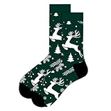 Generisch 3 Paar Weihnachtssocken - Lustige Socken Mit Weihnachtsmotiven - Baumwolle - Herren Und Damen Geschenk Weihnachten - Unisex Baumwollsocken In One Size Größen Weihnachtliche Wandersocken