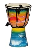 Wogeka - 20 cm Djembe - Bongo mit Airbrush-Bemalung Palmen als Geschenk-Idee Afrika Style Drum Trommel 06