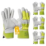 Gebol Worker Pro Thermo | Leder-Arbeitshandschuhe mit kälteisolierendem Futter | Wasserabweisende Winterhandschuhe | für Herren | Größe XL (Gr 10) |Gelb, Weiß | 3 Paar Multipack